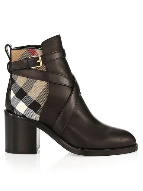 burberry pryle vintage check leather ankle booties|Burberry Pryle House Check & Leather Ankle Boots.